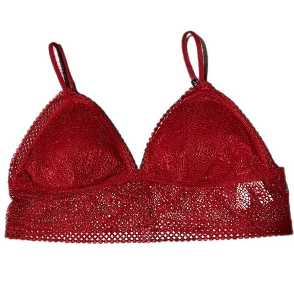 Victoria’s Secret crochet Lace Lightly Lined Wire free long bralette bra Large - Picture 8 of 9